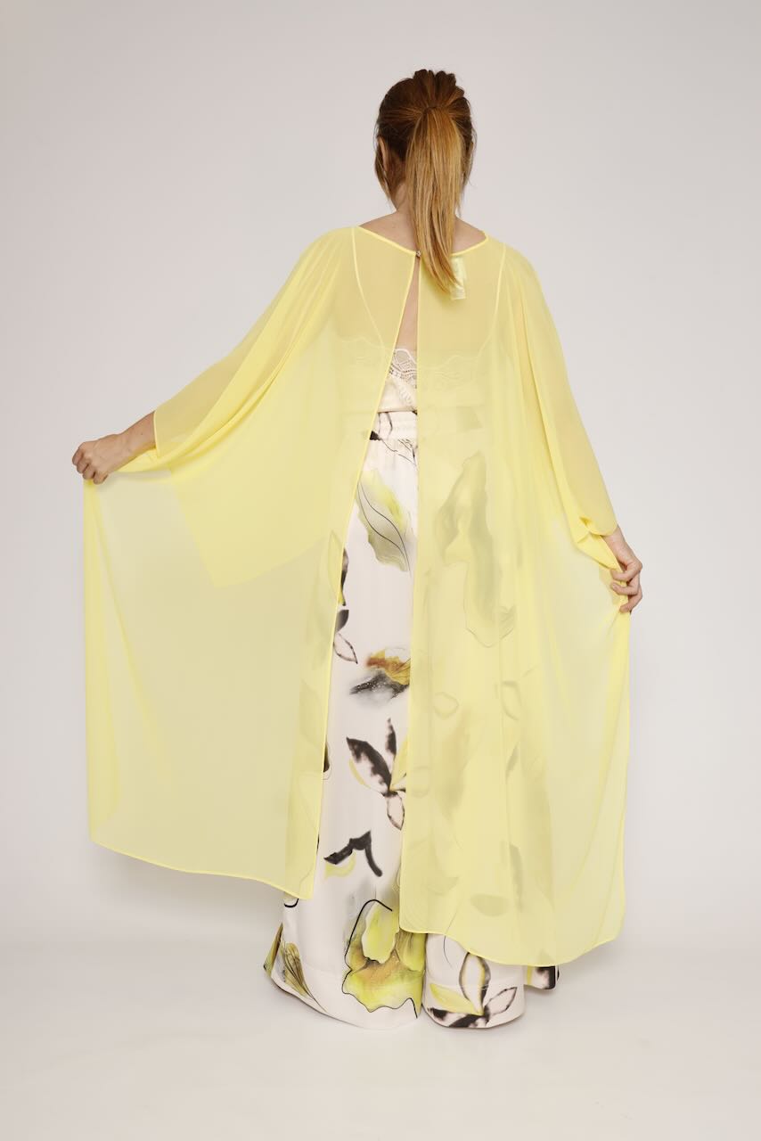 Blusa tipo capa asimétrica 63-2189-AMARILLO