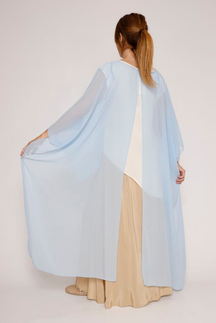 Blusa tipo capa asimétrica 63-2189-AZUL