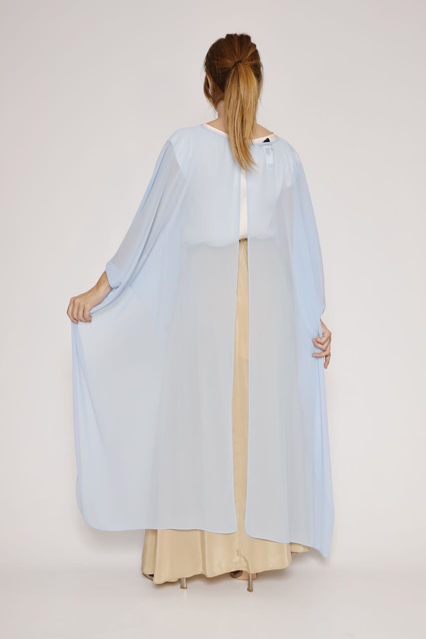 Blusa tipo capa asimétrica 63-2189-AZUL