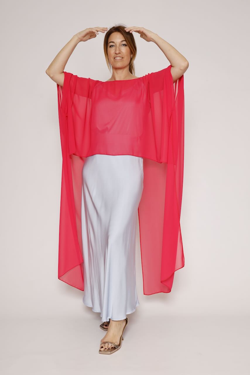 Blusa tipo capa asimétrica 63-2189-ROSA