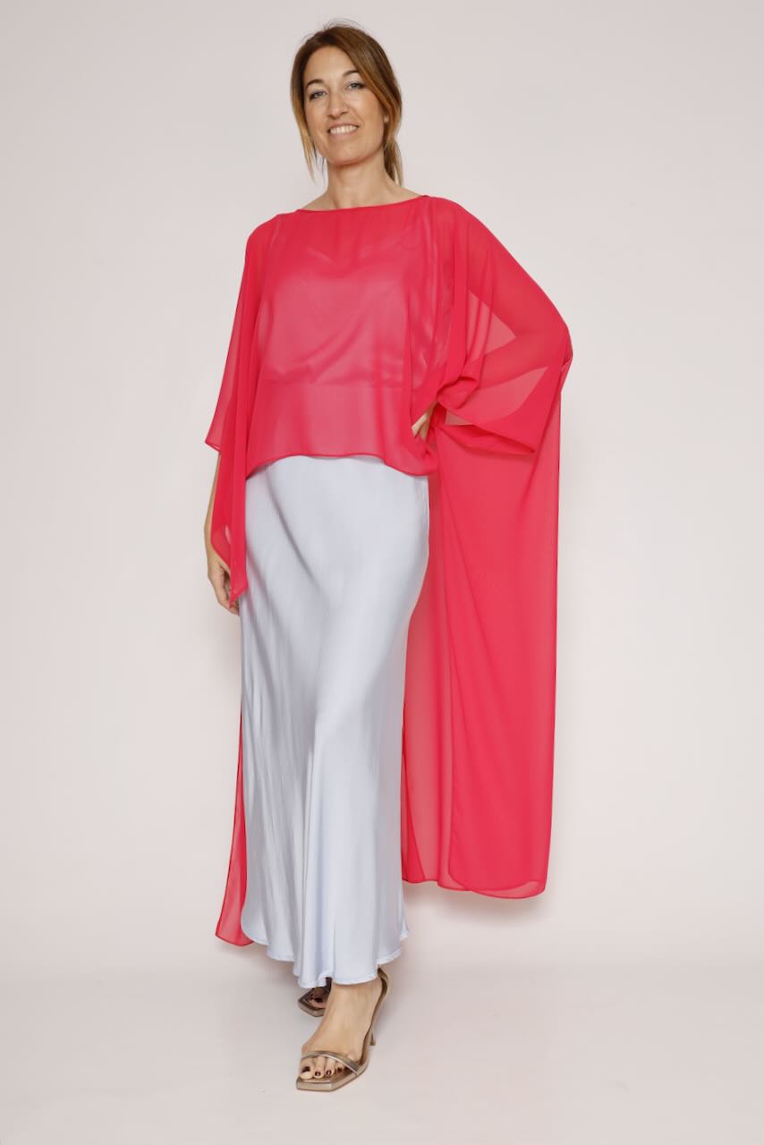Blusa tipo capa asimétrica 63-2189-ROSA