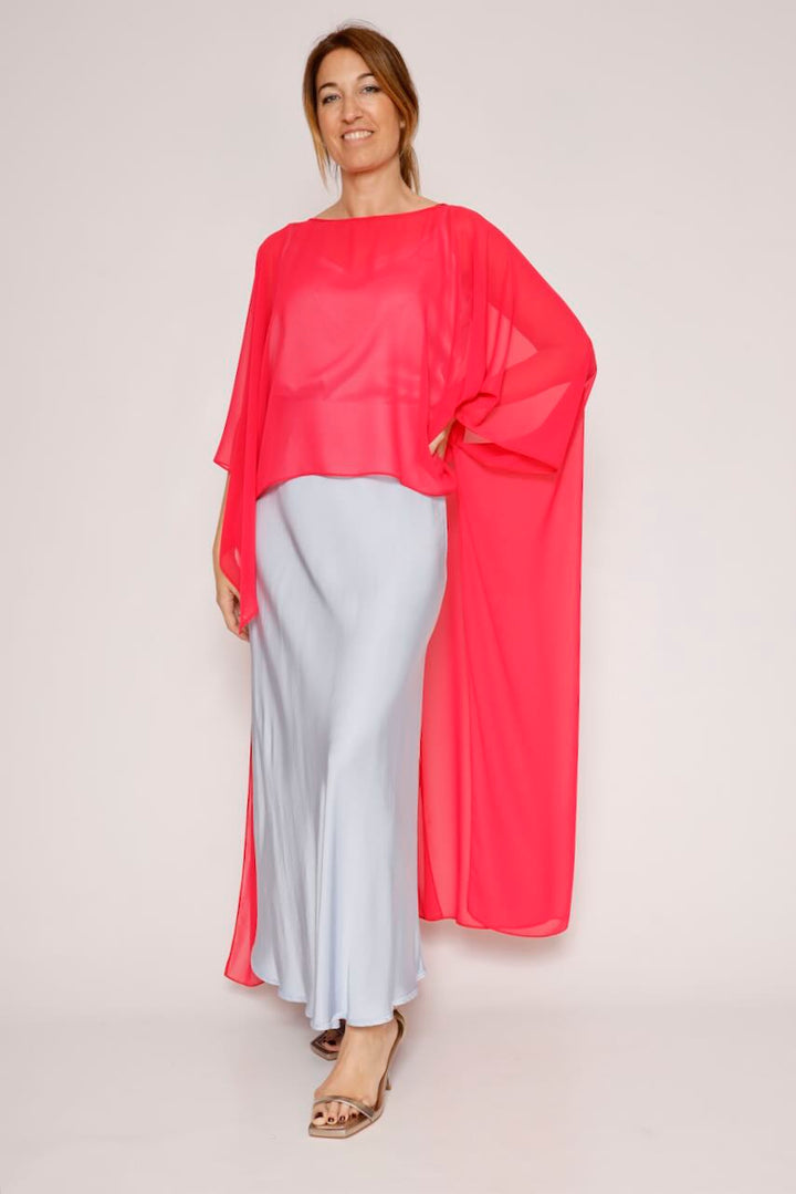 Blusa tipo capa asimétrica 63-2189-ROSA