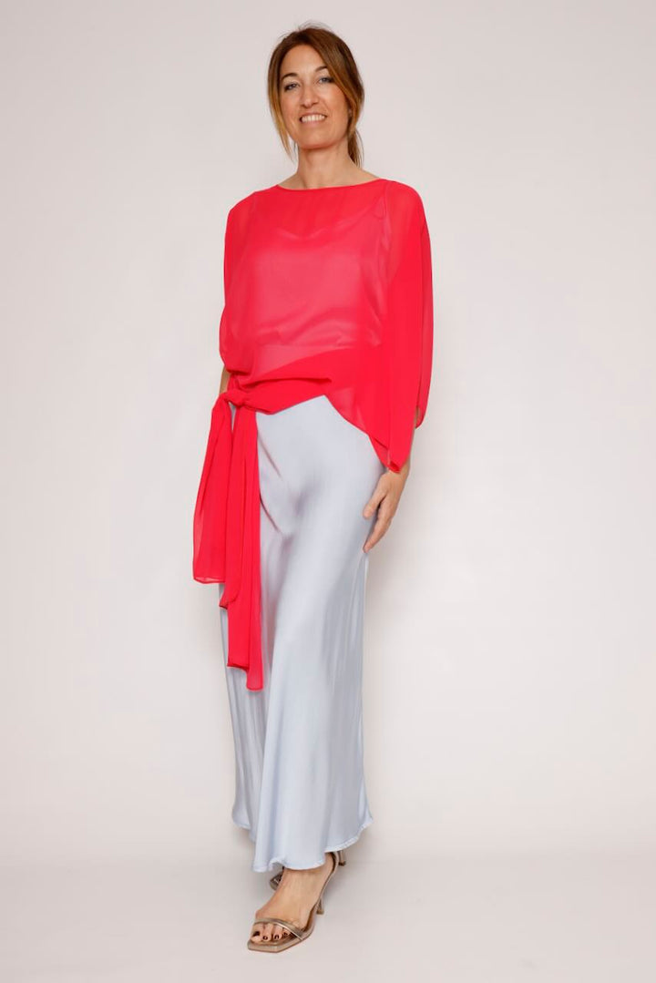 Blusa tipo capa asimétrica 63-2189-ROSA