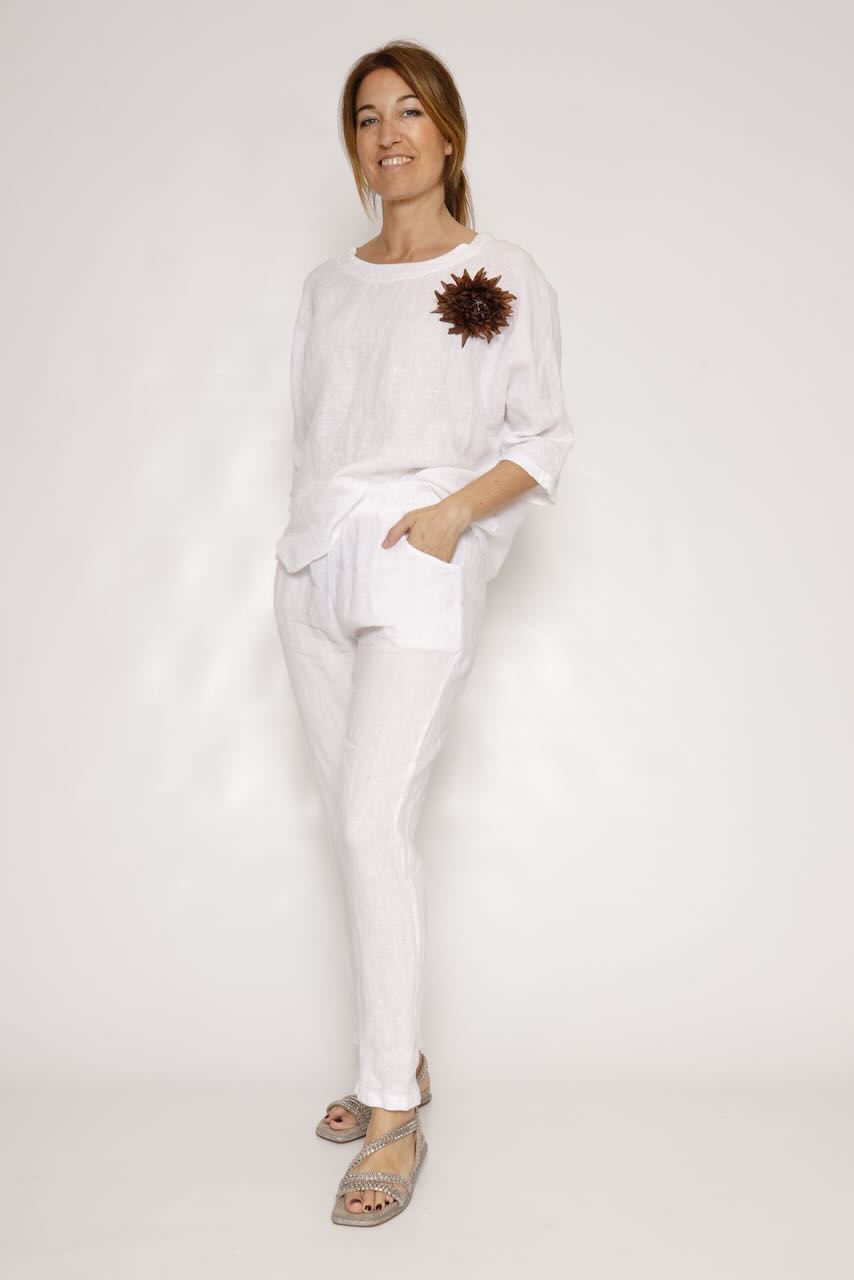 PANTALON LINO P25RU230-BLANCO