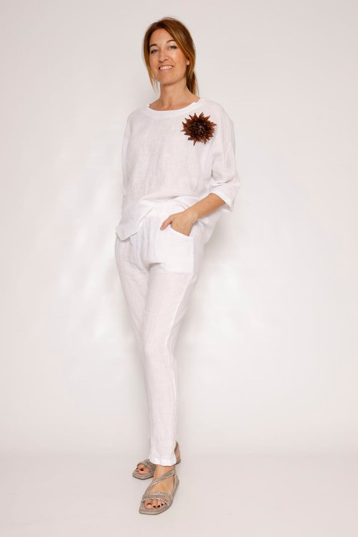 PANTALON LINO P25RU230-BLANCO