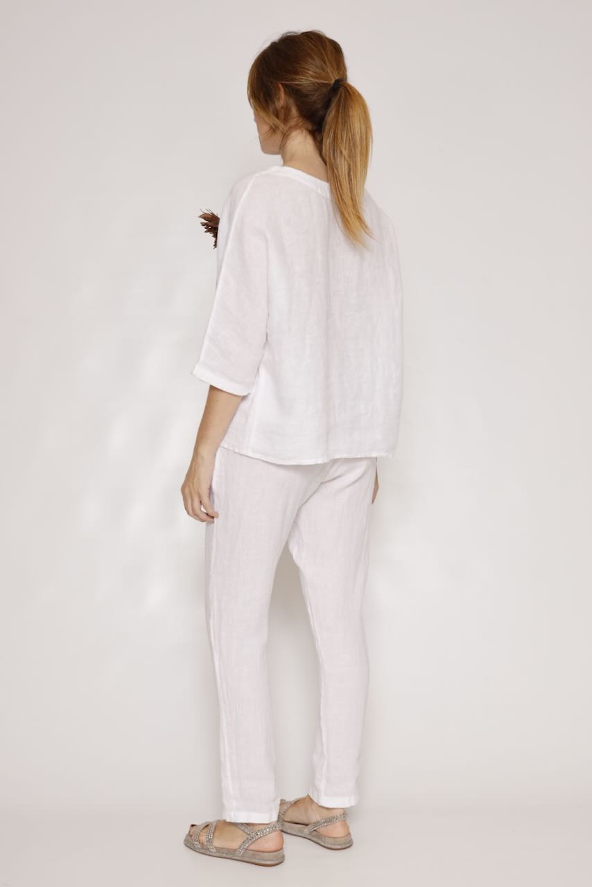 PANTALON LINO P25RU230-BLANCO