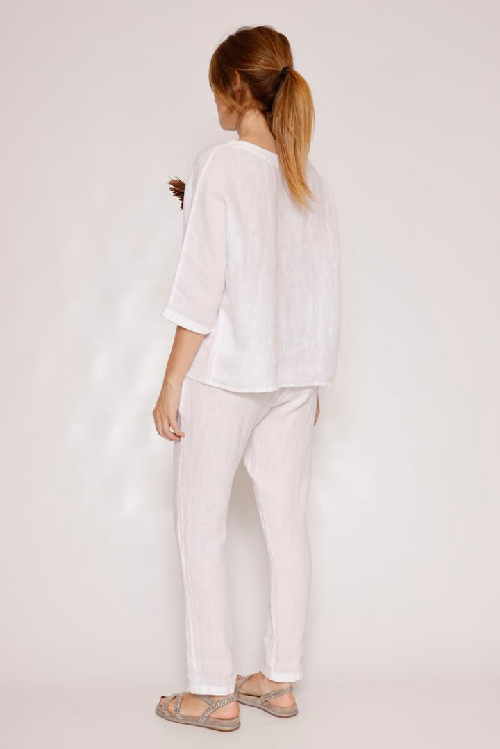 PANTALON LINO P25RU230-BLANCO