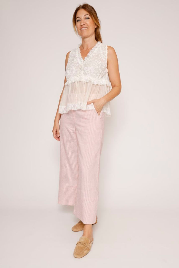 PANTALON BY10299-BLANCO/ROJO