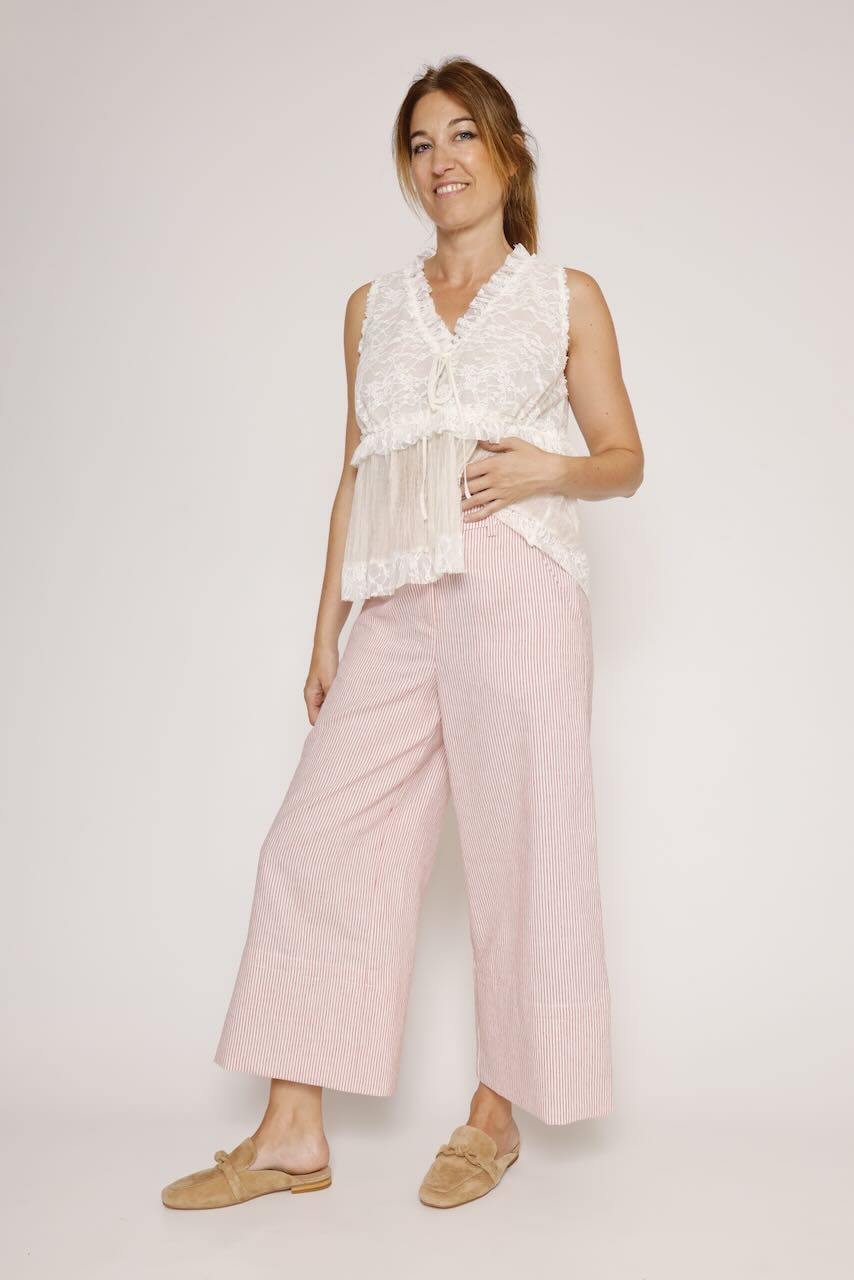 PANTALON BY10299-BLANCO/ROJO