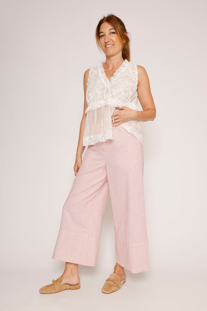 PANTALON BY10299-BLANCO/ROJO