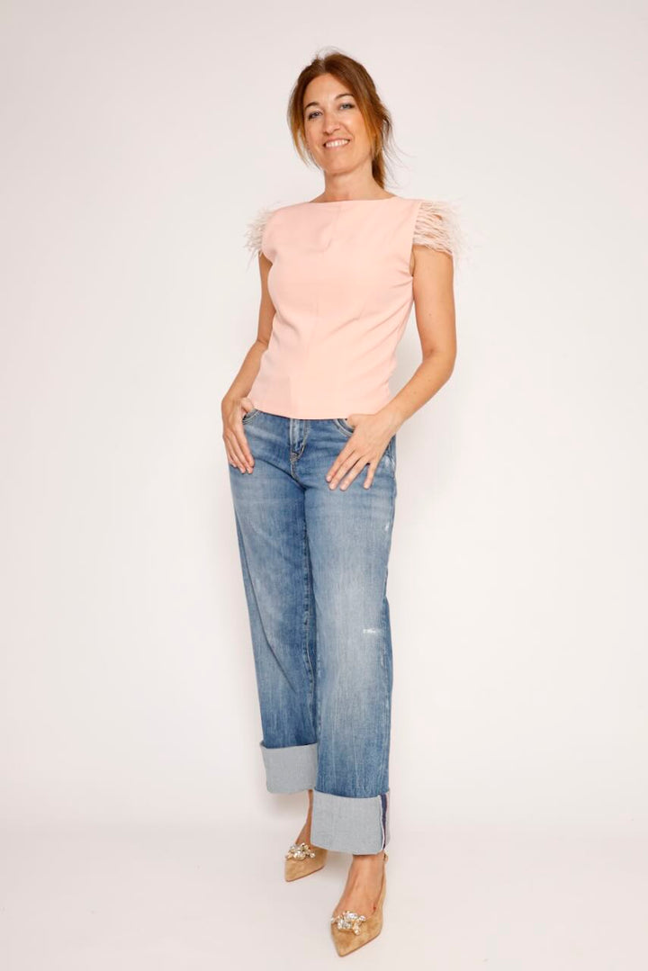 TOP PLUMAS 4159-ROSA/BLANCO
