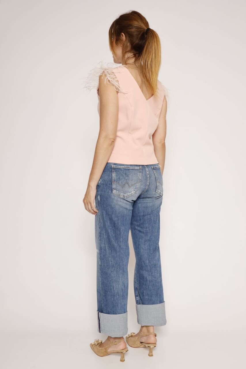 TOP PLUMAS 4159-ROSA/BLANCO