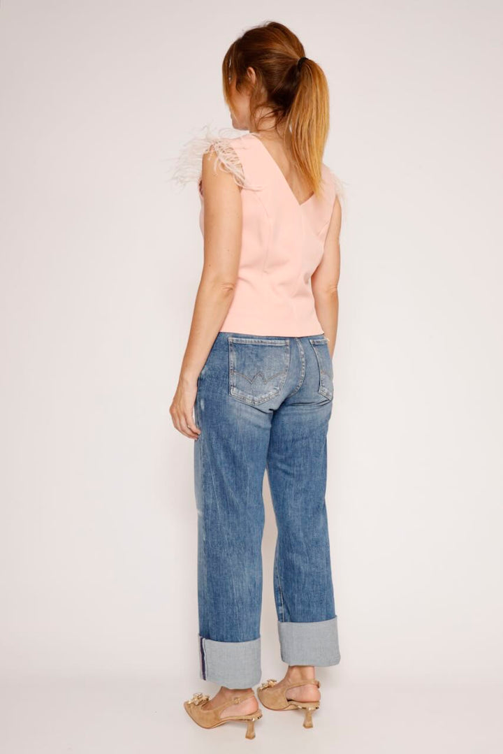TOP PLUMAS 4159-ROSA/BLANCO