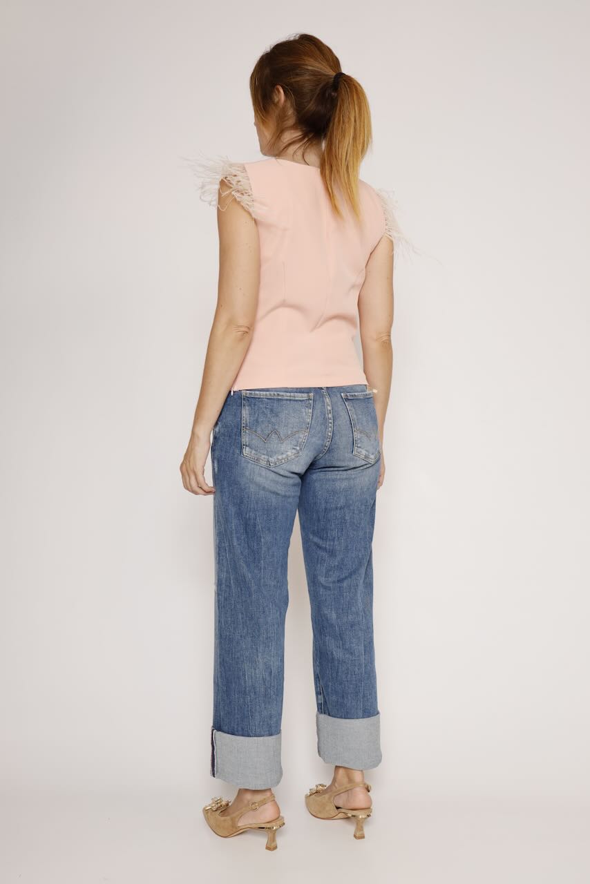 TOP PLUMAS 4159-ROSA/BLANCO