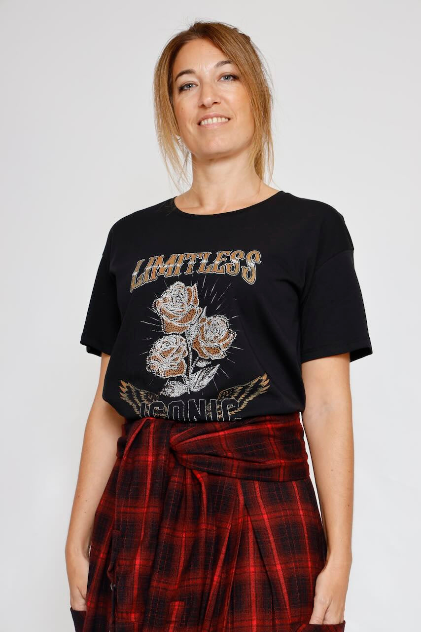 CAMISETA ESTAMPADA Y CON PEDRERIA 64-8080