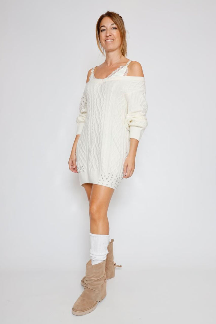 VESTIDO PUNTO TRENZADO LATTE WD5016K457R9
