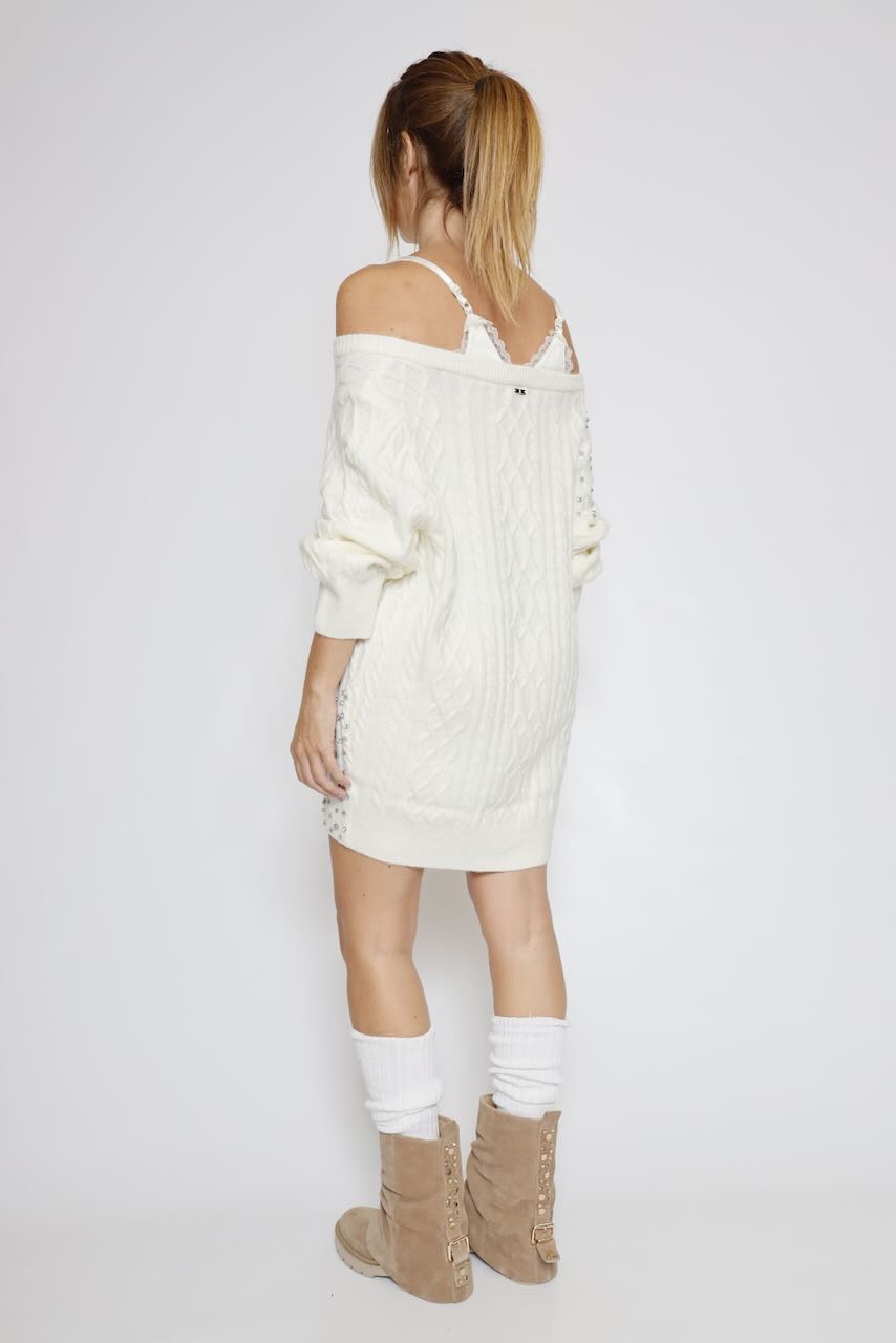 VESTIDO PUNTO TRENZADO LATTE WD5016K457R9