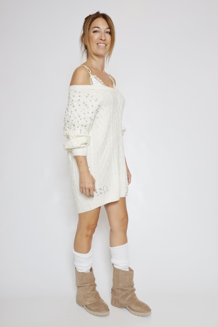VESTIDO PUNTO TRENZADO LATTE WD5016K457R9