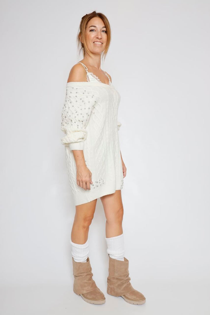VESTIDO PUNTO TRENZADO LATTE WD5016K457R9