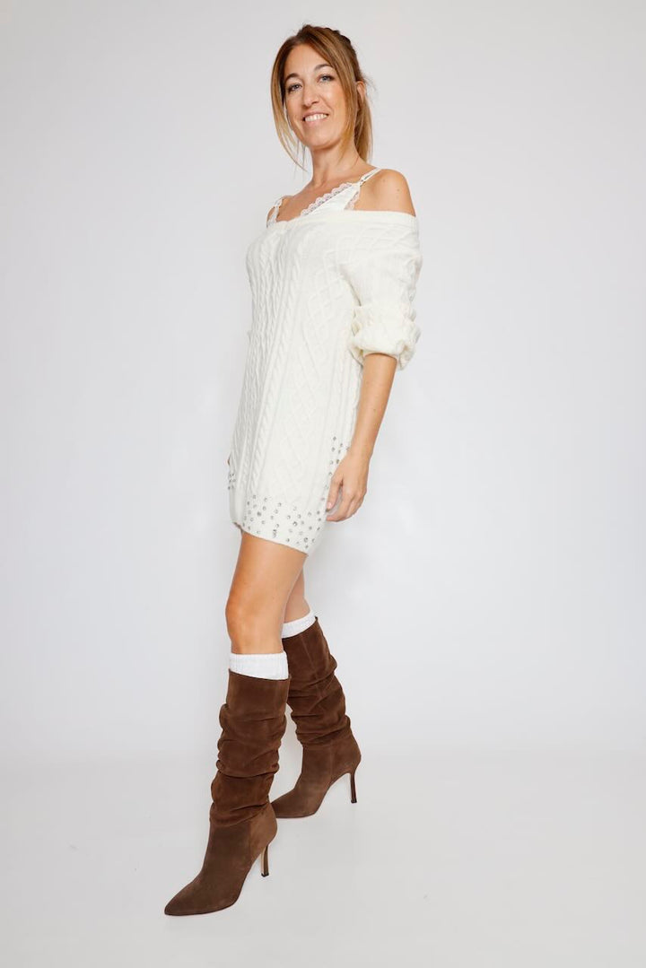 VESTIDO PUNTO TRENZADO LATTE WD5016K457R9