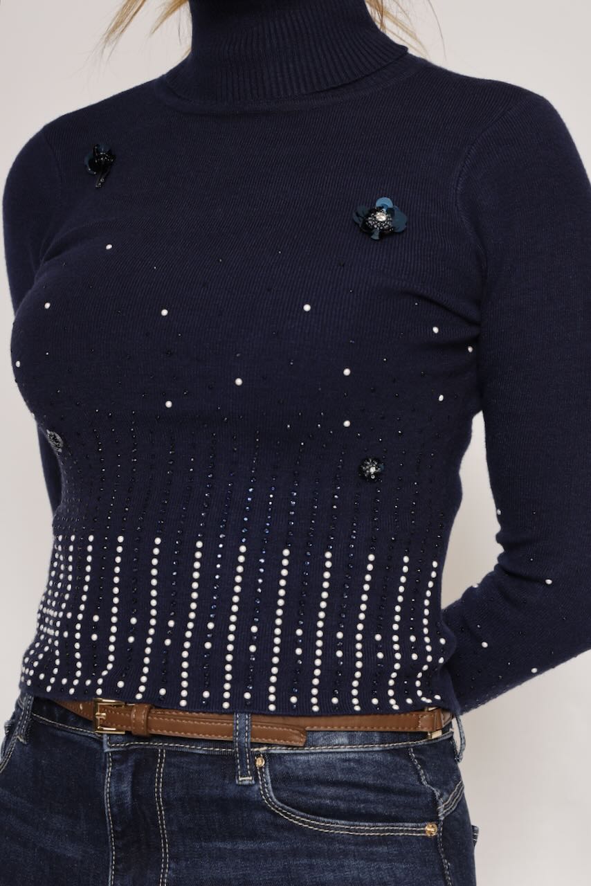 JERSEY MARINO CON APLICACIONES BRILLANTES WT7021K506R9