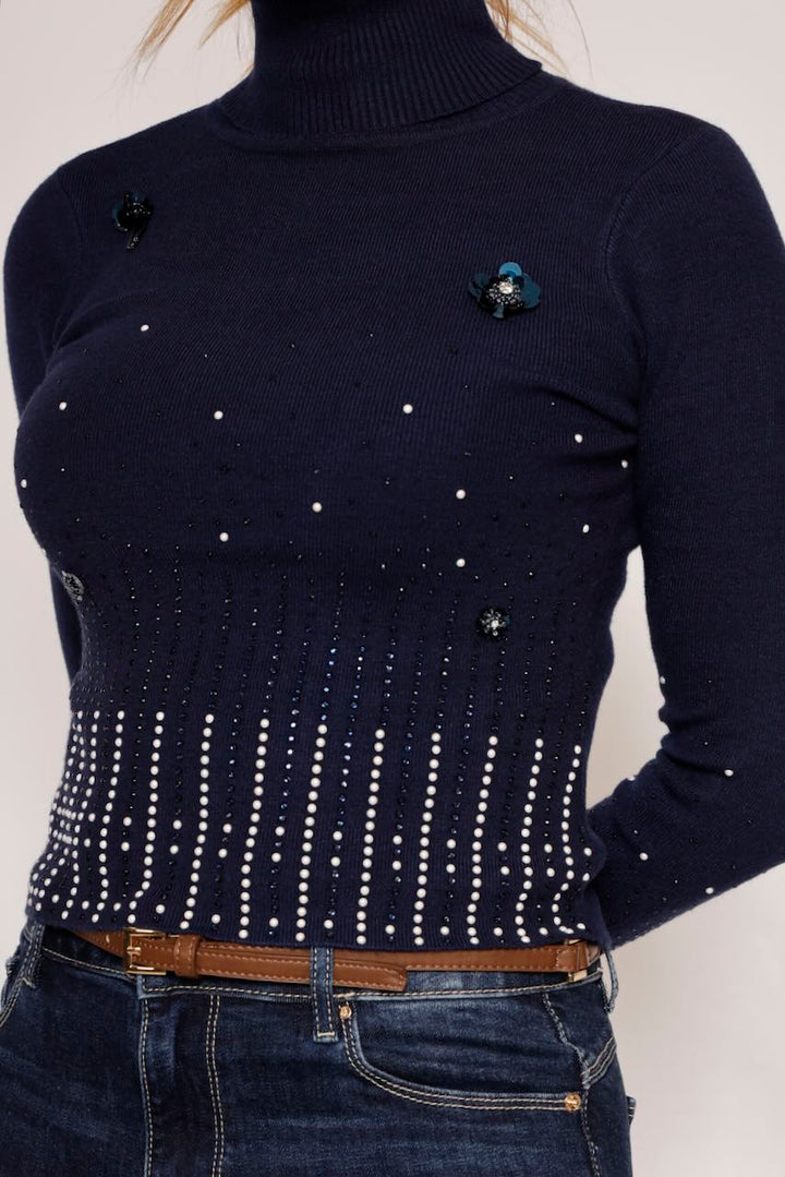JERSEY MARINO CON APLICACIONES BRILLANTES WT7021K506R9