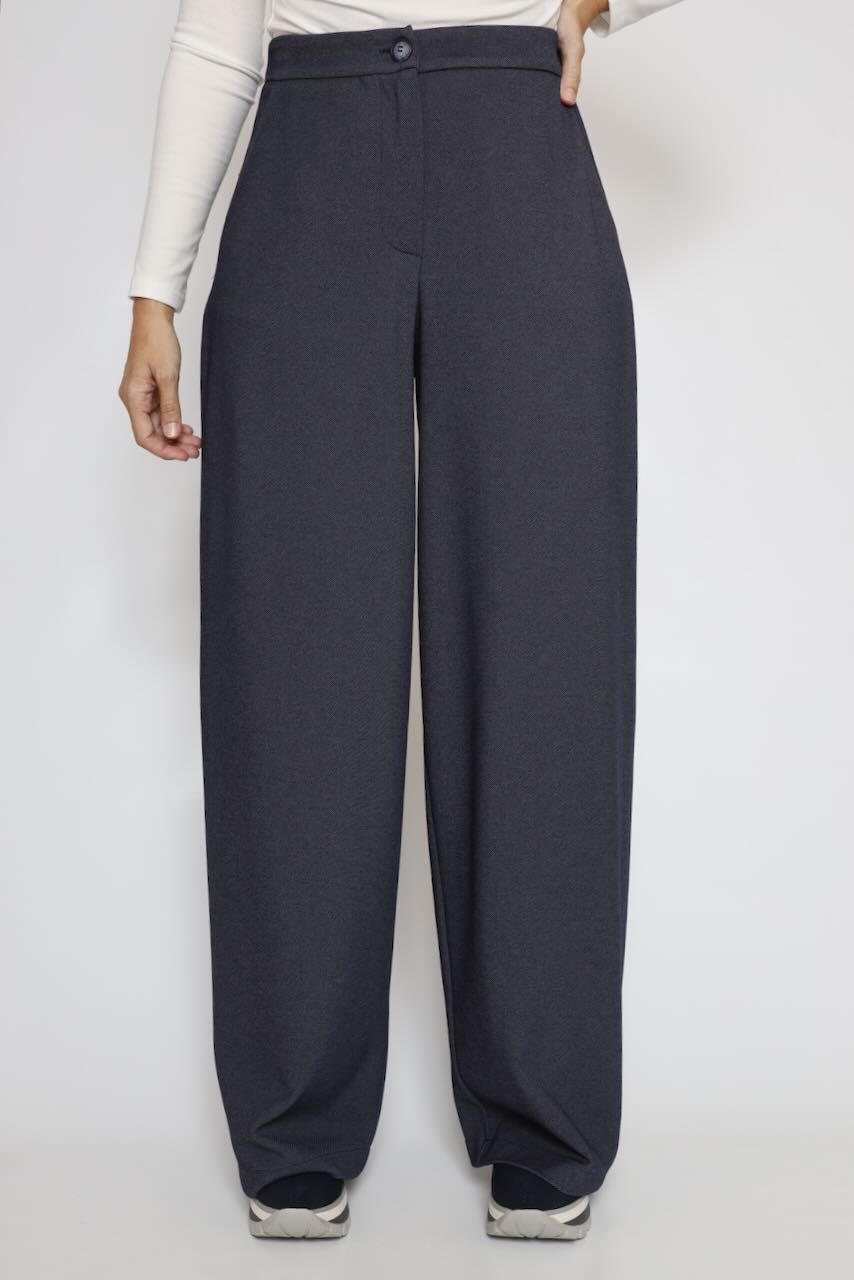 PANTALÓN ANCHO DE TALLE ALTO EN AZUL BY11242