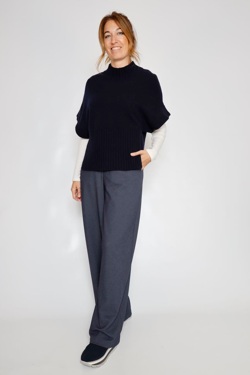 PANTALÓN ANCHO DE TALLE ALTO EN AZUL BY11242