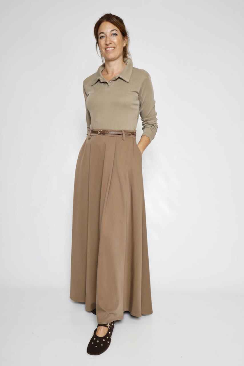 VESTIDO LARGO KAKI BY11240