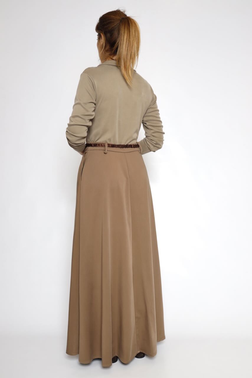 VESTIDO LARGO KAKI BY11240