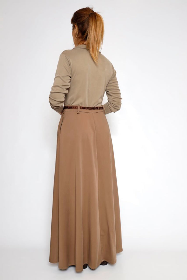 VESTIDO LARGO KAKI BY11240