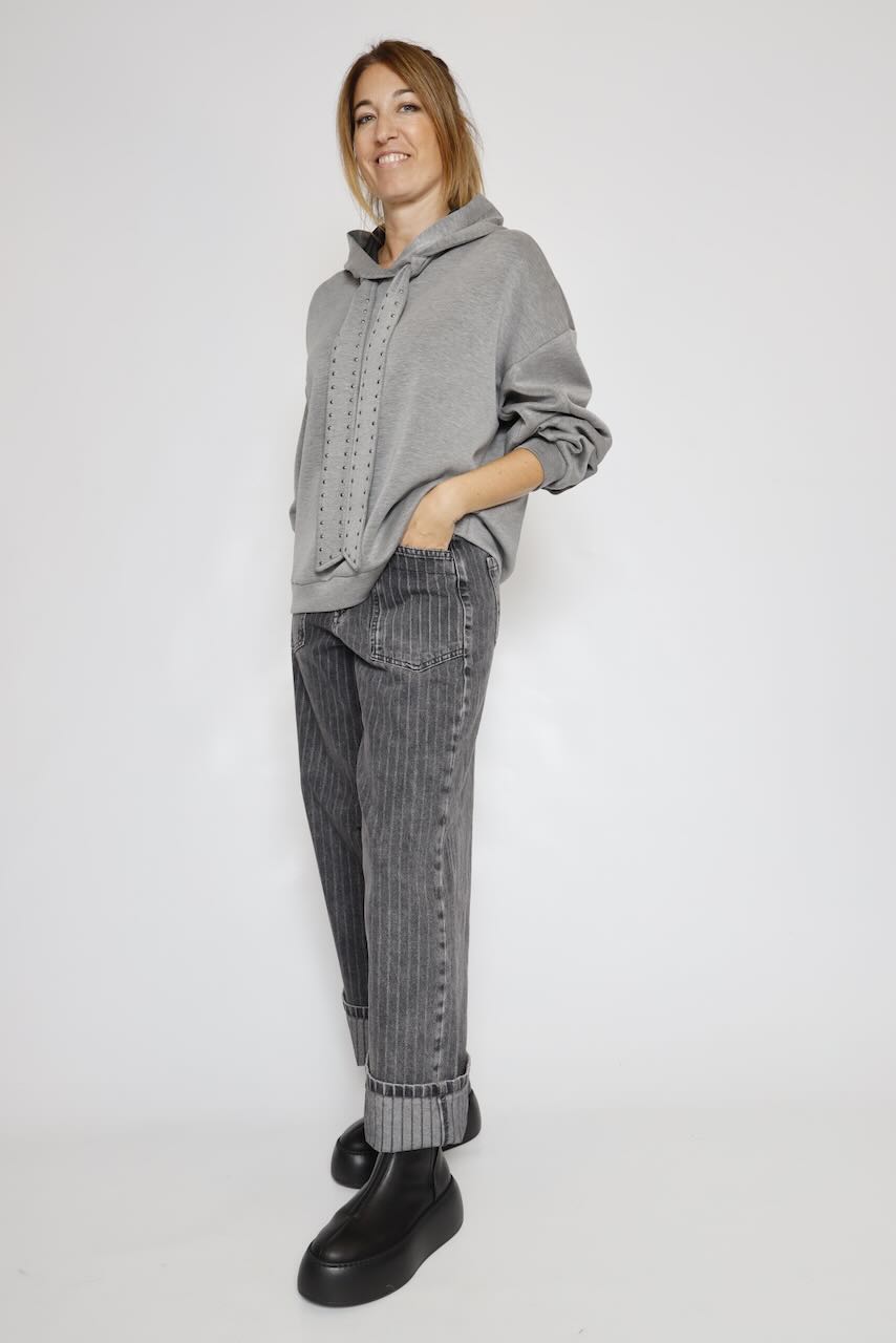 SUDADERA CAPUCHA GRIS 64-2143