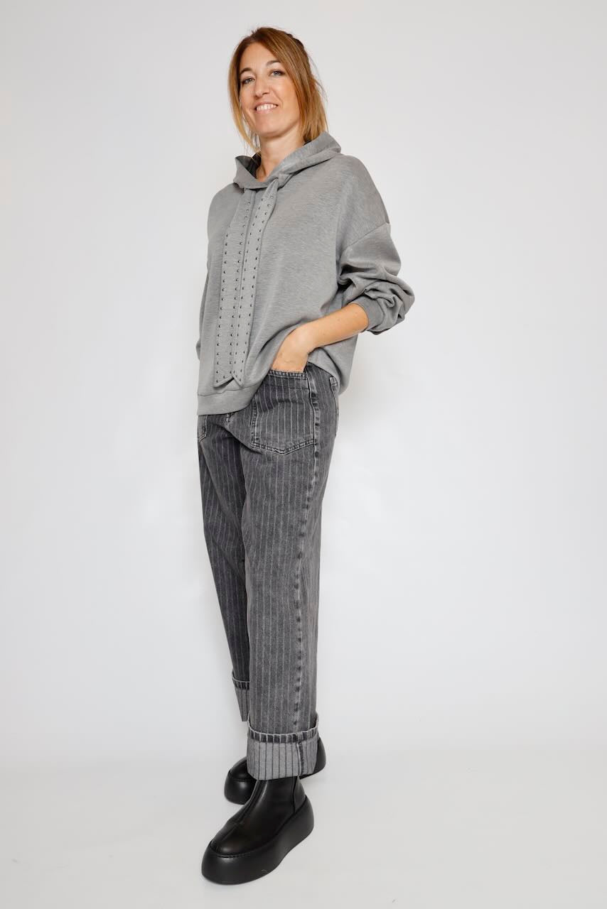 SUDADERA CAPUCHA GRIS 64-2143