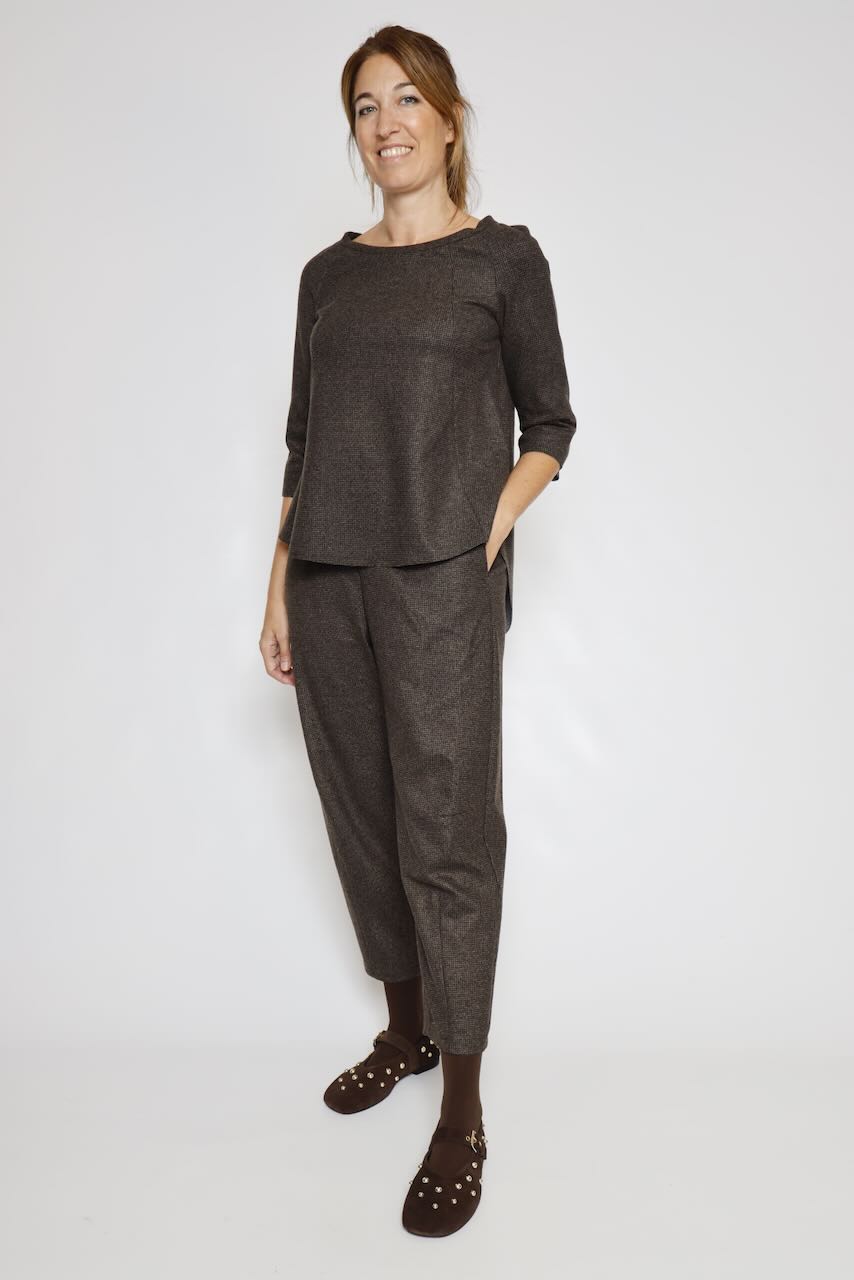 CAMPANOLO / CAMISETA EVASÉ MARRÓN GRISACEO T484MER