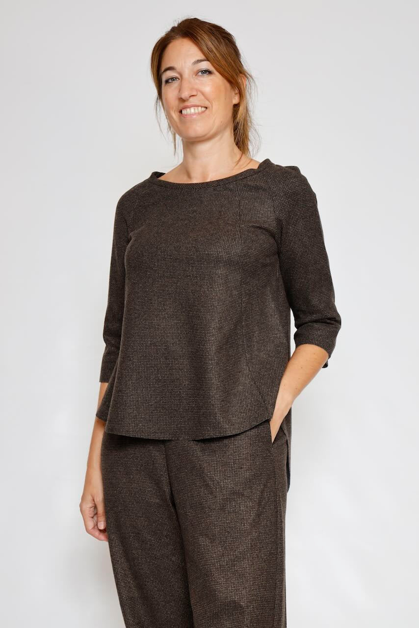 CAMPANOLO / CAMISETA EVASÉ MARRÓN GRISACEO T484MER