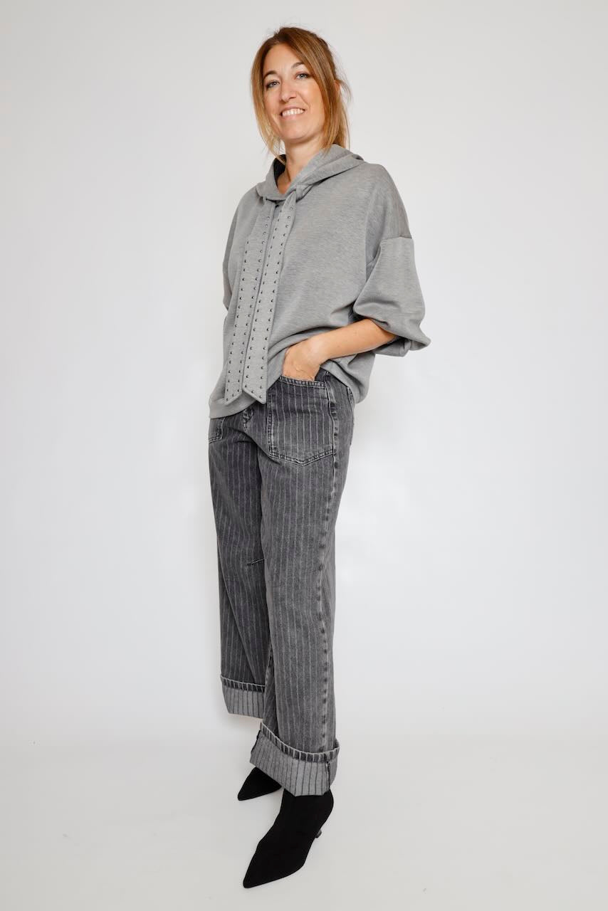 SUDADERA CAPUCHA GRIS 64-2143