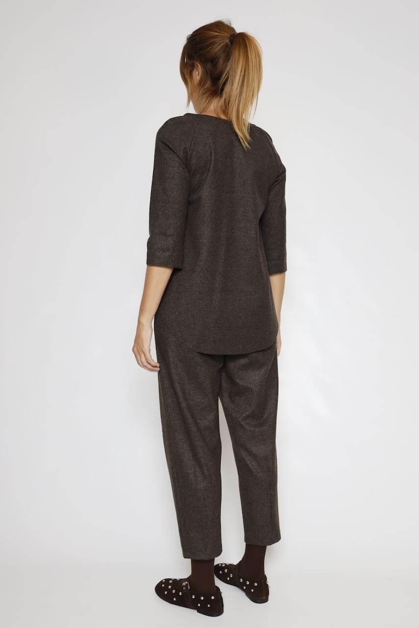 CAMPANOLO / CAMISETA EVASÉ MARRÓN GRISACEO T484MER