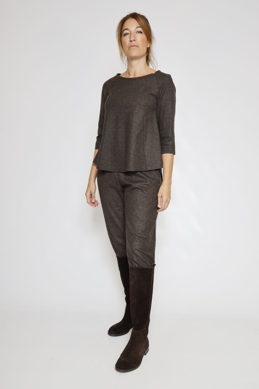 CAMPANOLO / CAMISETA EVASÉ MARRÓN GRISACEO T484MER