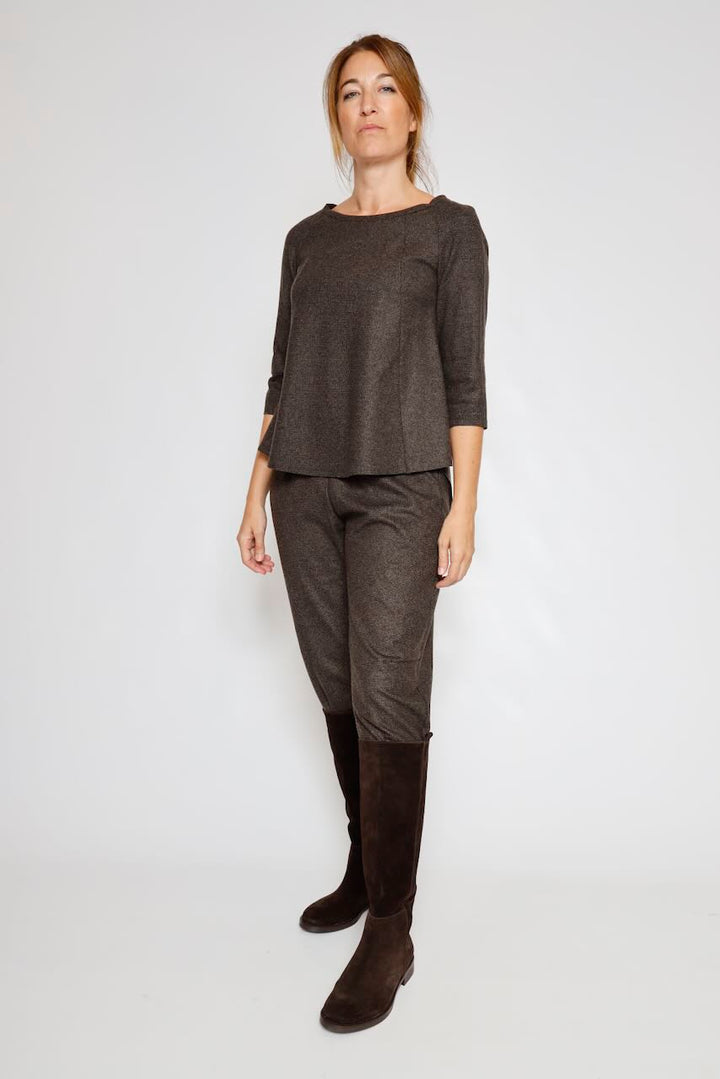 CAMPANOLO / CAMISETA EVASÉ MARRÓN GRISACEO T484MER