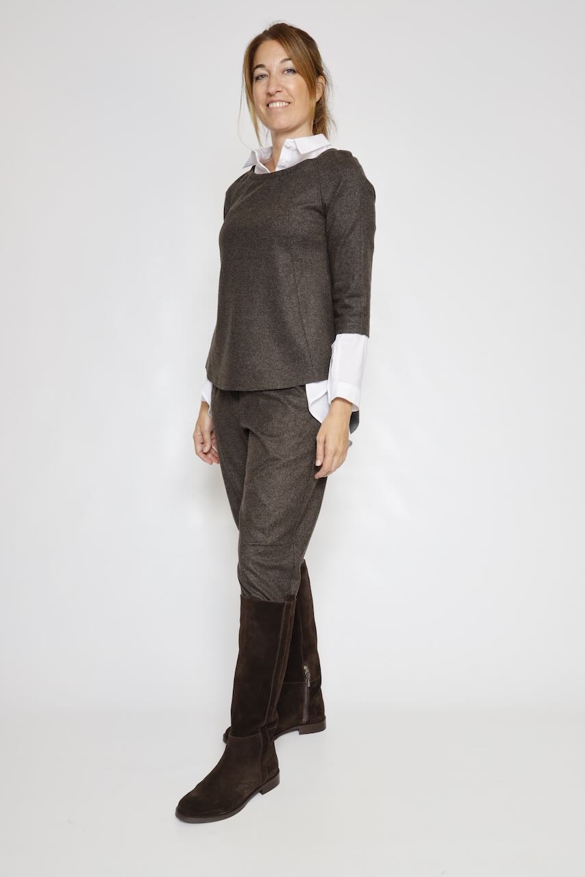CAMPANOLO / CAMISETA EVASÉ MARRÓN GRISACEO T484MER