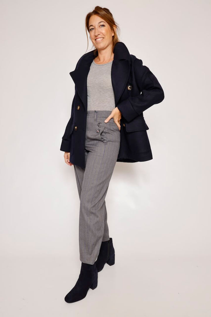 PANTALÓN BARREL GRIS ROSALIA LAMOROZO