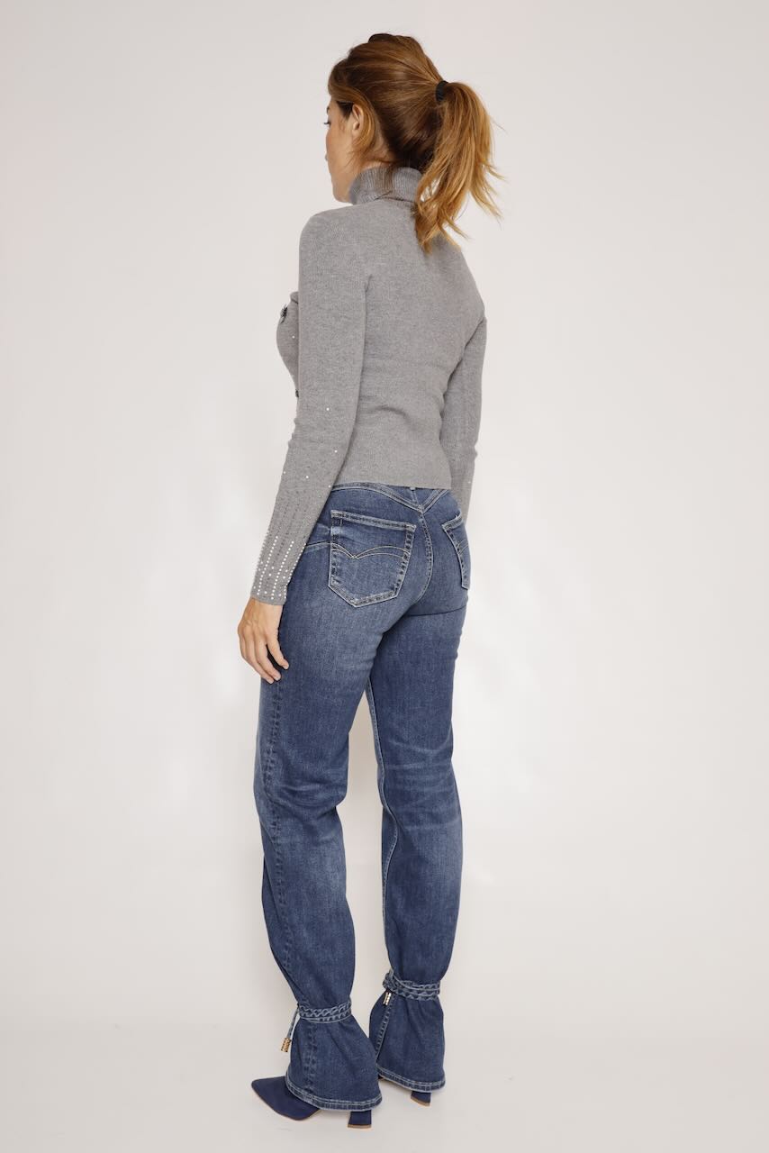 JERSEY GRIS CON APLICACIONES BRILLANTES WT7021K506R9