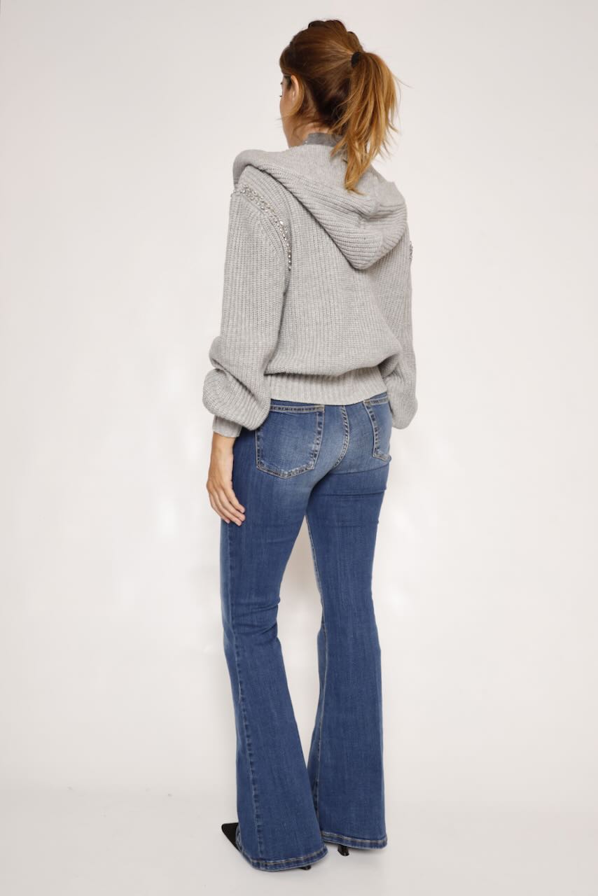 CÁRDIGAN DE PUNTO CON CAPUCHA EN GRIS WT8025K460D9