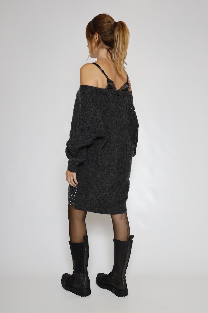 VESTIDO PUNTO TRENZADO GRIS WD5016K457R9
