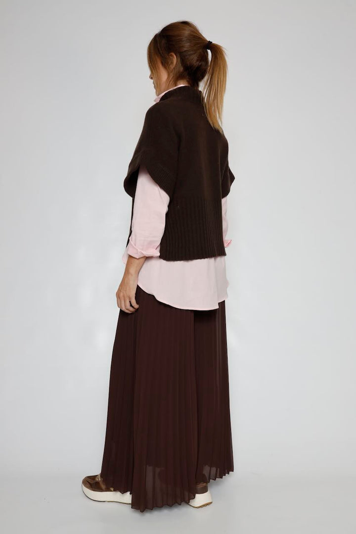 JERSEY CHALECO DE PUNTO MARRÓN CHOCOLATE BY11062