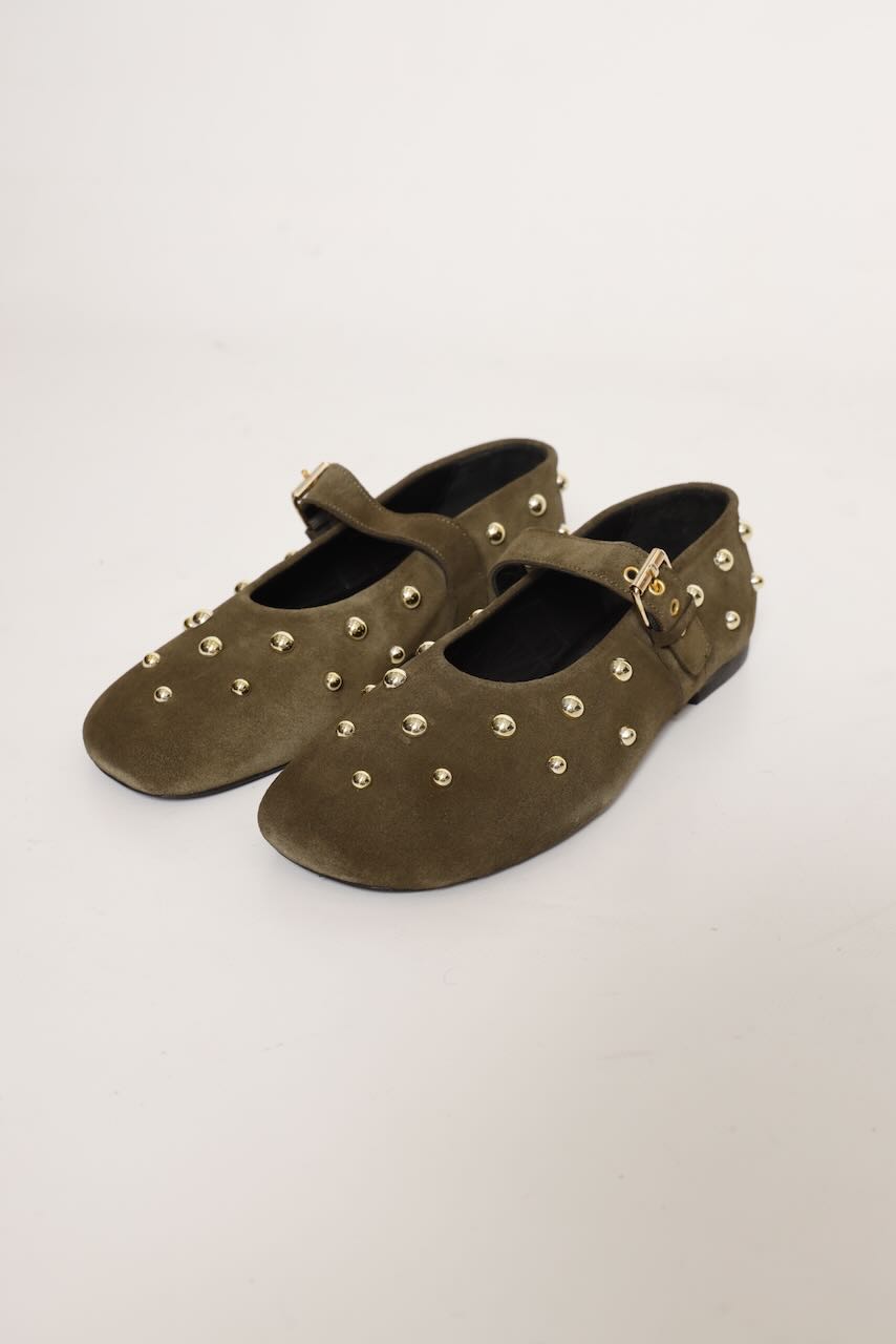 BAILARINA KAKI DE ANTE CON TACHUELAS 2712