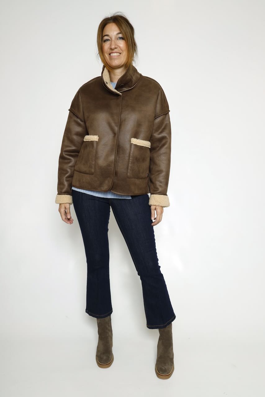 CHAQUETA REVERSIBLE MARRON Y BEIGE ERAH