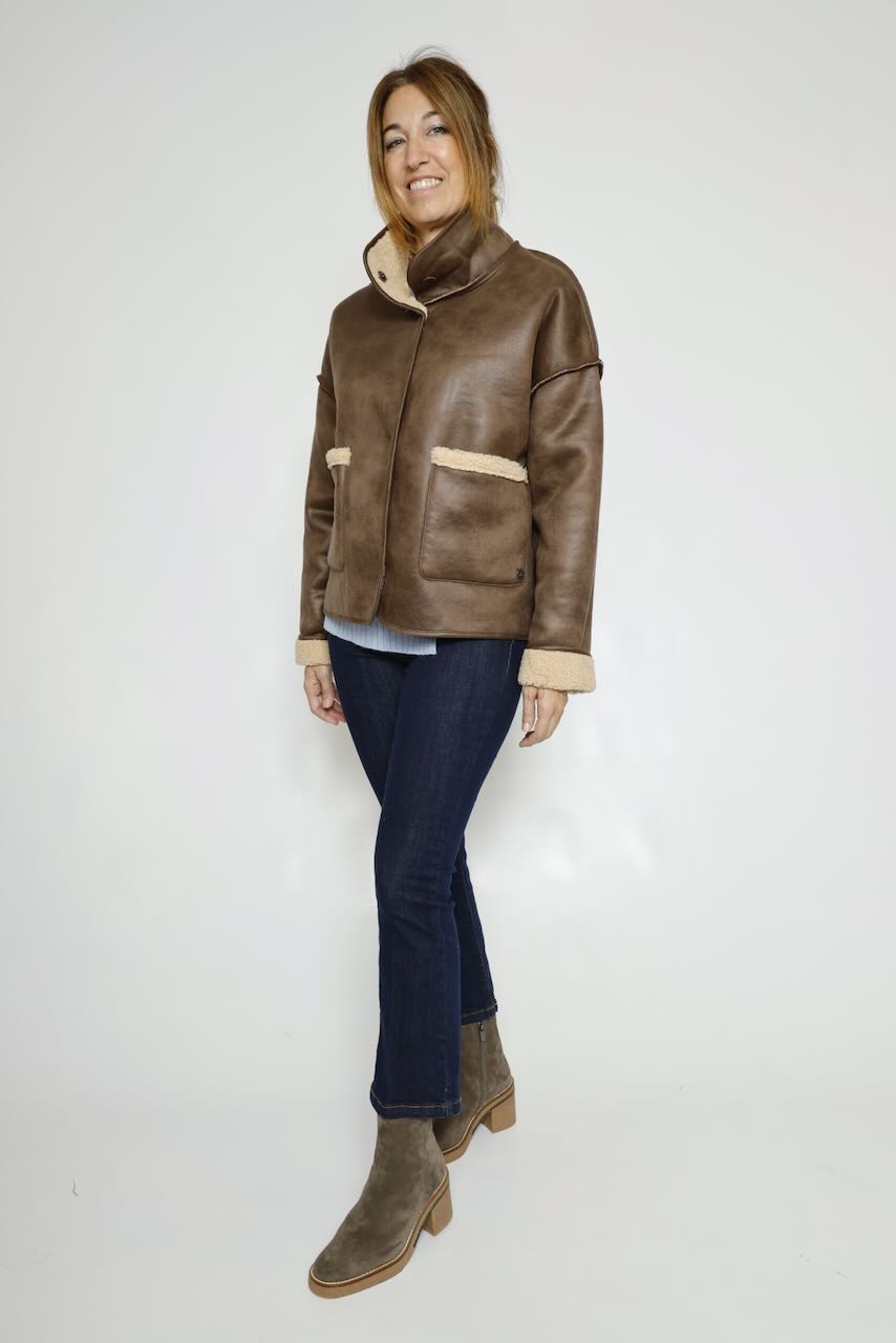 CHAQUETA REVERSIBLE MARRON Y BEIGE ERAH