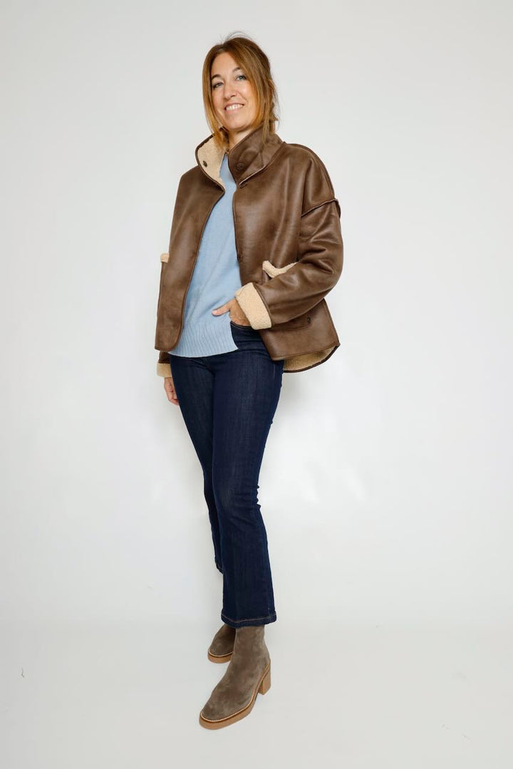 CHAQUETA REVERSIBLE MARRON Y BEIGE ERAH
