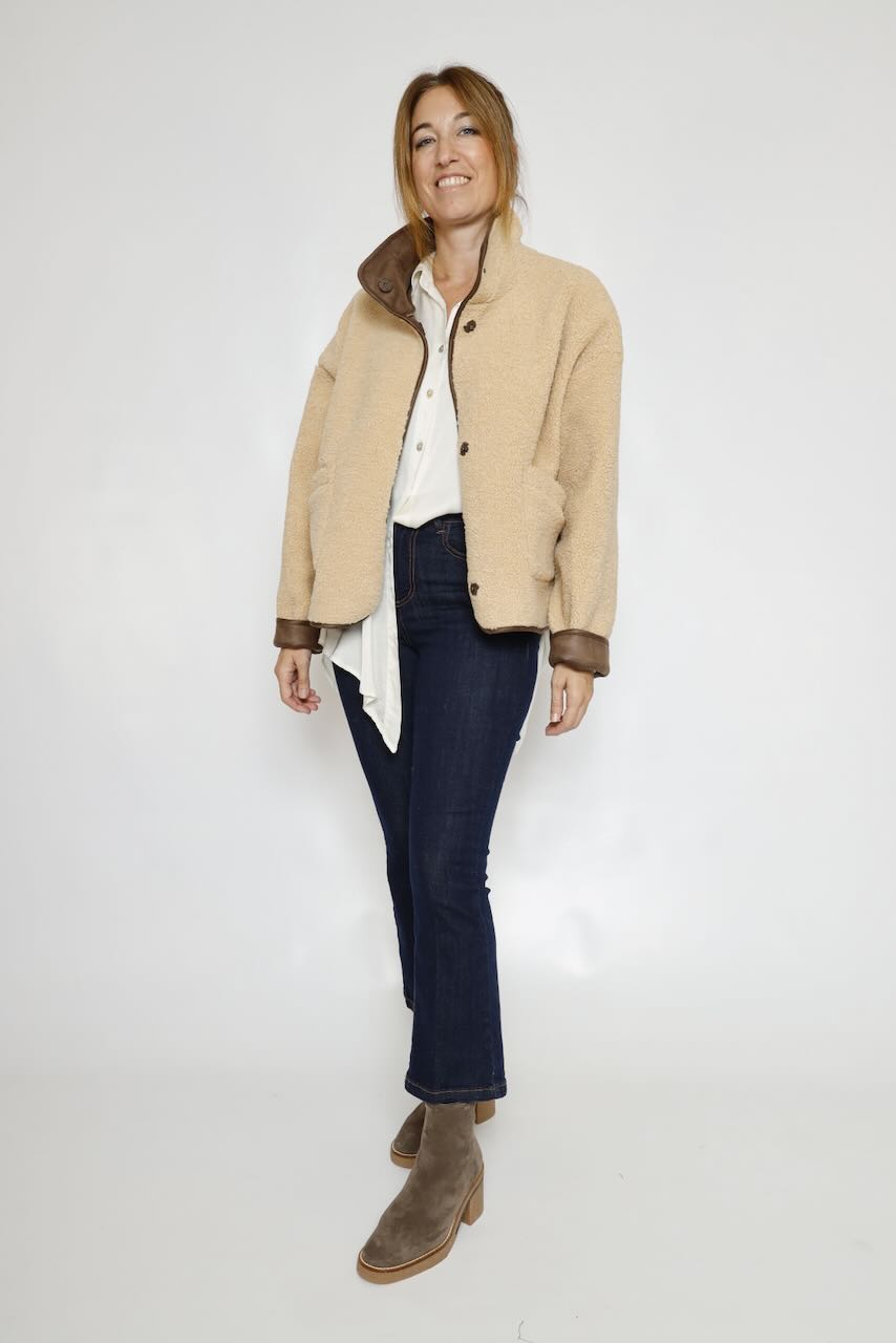 CHAQUETA REVERSIBLE MARRON Y BEIGE ERAH